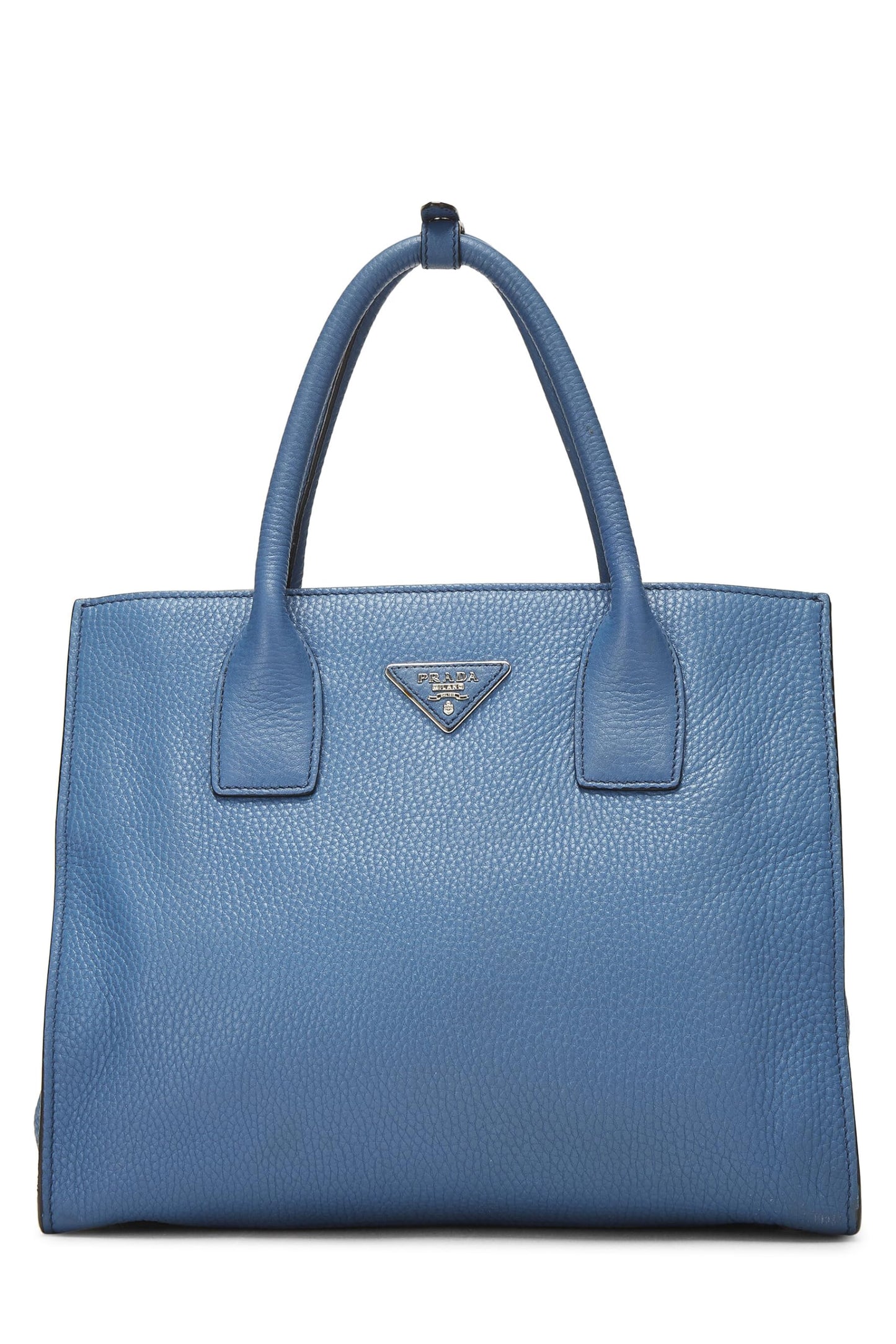Prada,  Blue Vitello Daino Convertible Tote, Blue