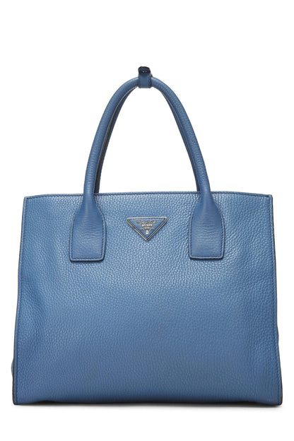 Prada,  Blue Vitello Daino Convertible Tote, Blue