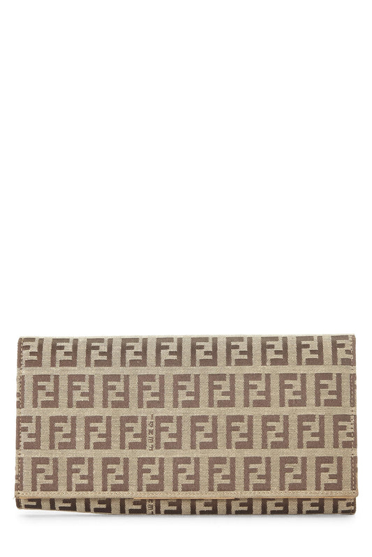 Fendi,  Beige Zucchino Canvas Contential Wallet, Beige