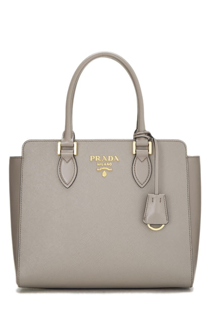 Prada,  Grey Saffiano Convertible Handbag Small, Grey