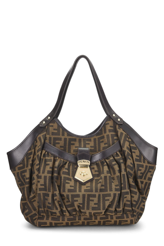 Fendi,  Brown Zucca Canvas Chef Pocket Tote Large, Brown