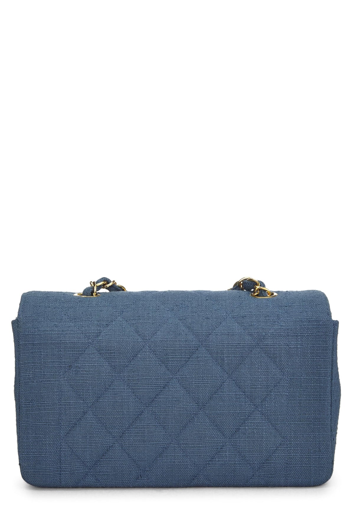 Chanel,  Blue Quilted Linen Classic Double Flap Small, Blue