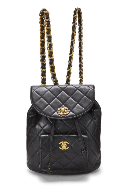 Chanel,  Black Quilted Lambskin 'CC' Classic Backpack Medium, Black