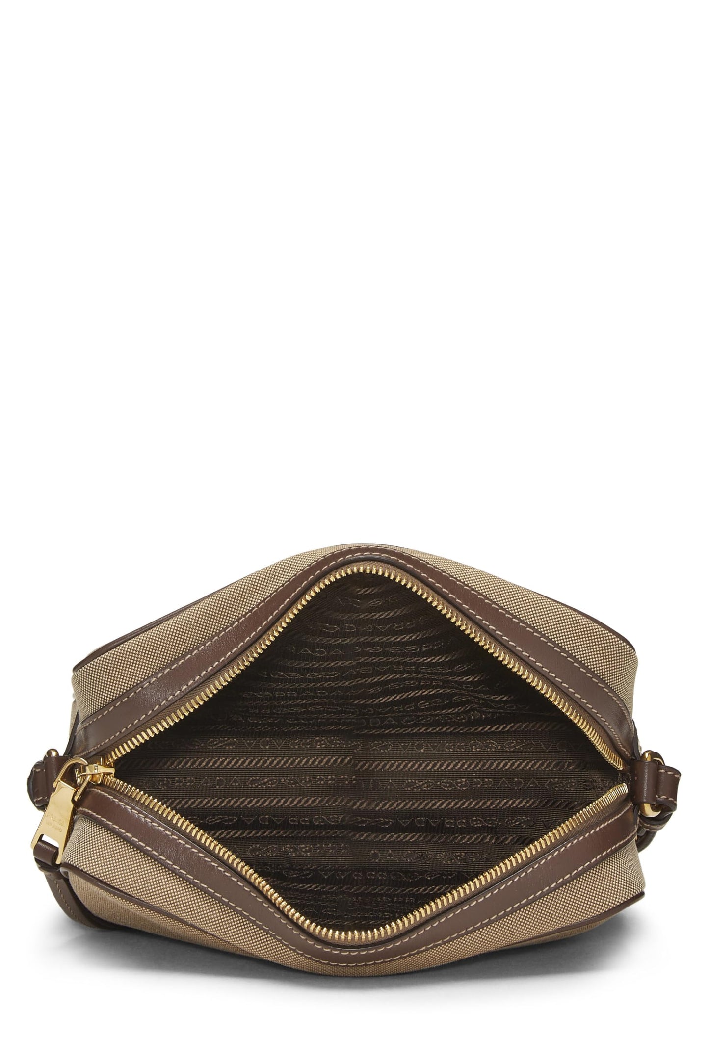 Prada,  Beige Canvas Logo Camera Bag, Brown