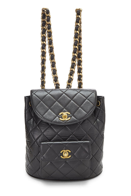 Chanel,  Black Quilted Lambskin 'CC' Classic Backpack Medium, Black