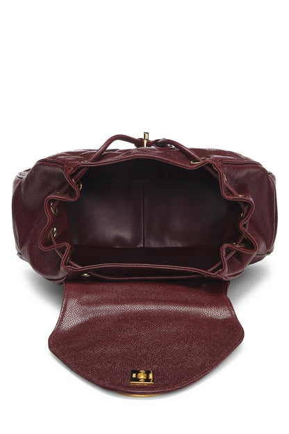 Chanel,  Burgundy Quilted Caviar Backpack Large, Burgundy