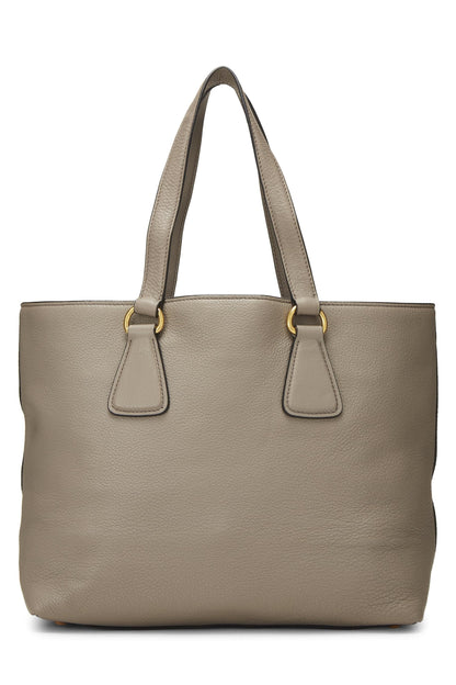 Prada,  Grey Vitello Daino Tote Small, Grey