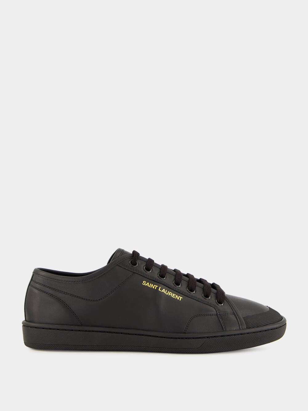 Gym Sneakers in Black Smooth Leather