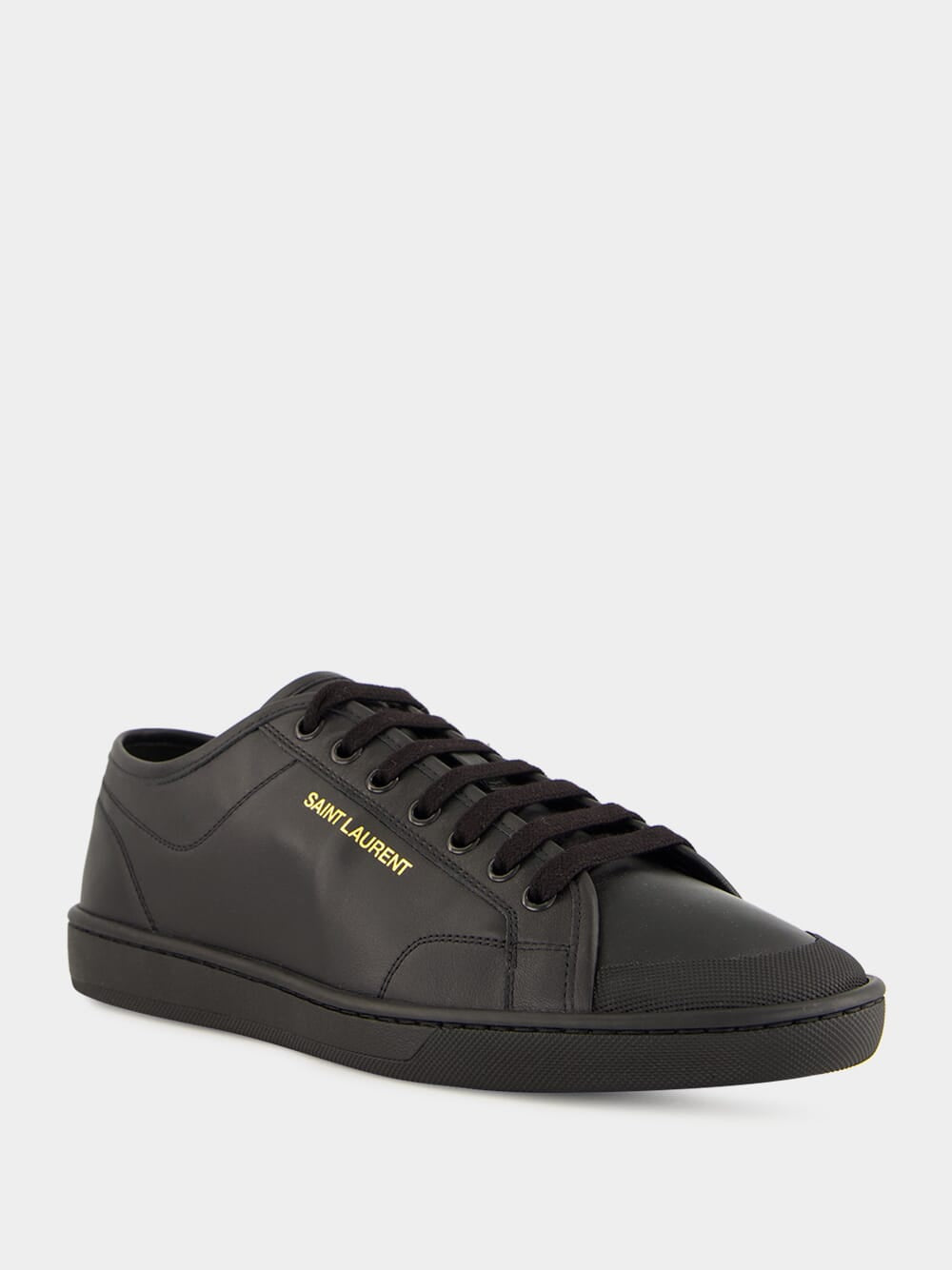 Gym Sneakers in Black Smooth Leather
