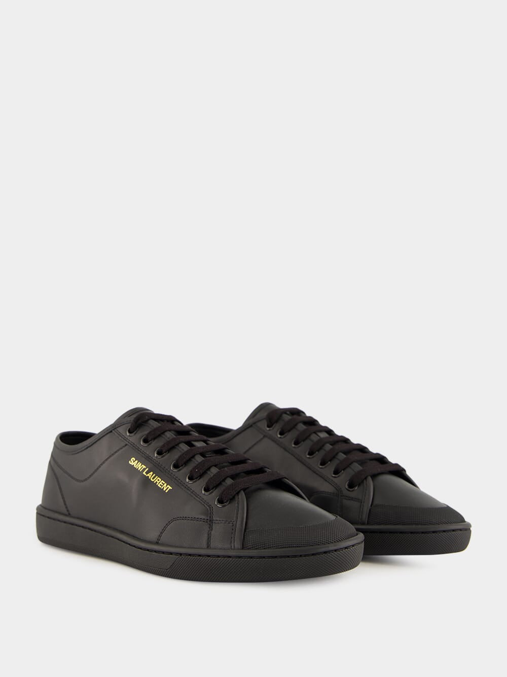 Gym Sneakers in Black Smooth Leather