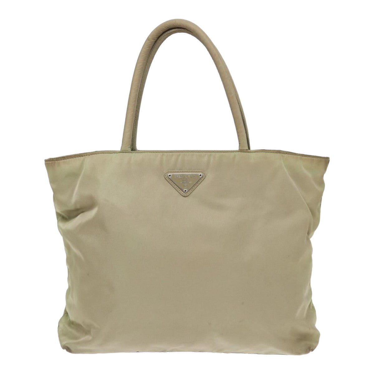 PRADA Tote Bag Nylon Cream Auth 82037