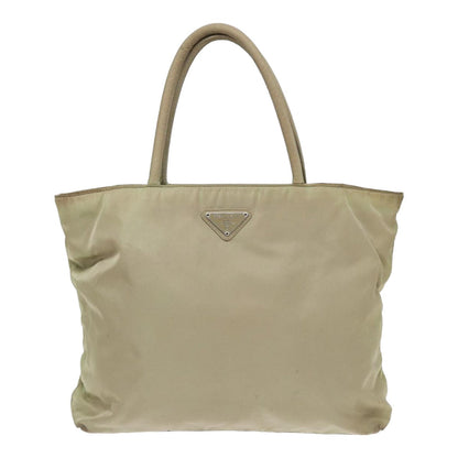 PRADA Tote Bag Nylon Cream Auth 82037