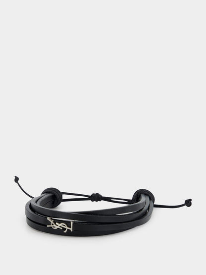 Black Leather Cassandre Bracelet