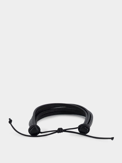 Black Leather Cassandre Bracelet