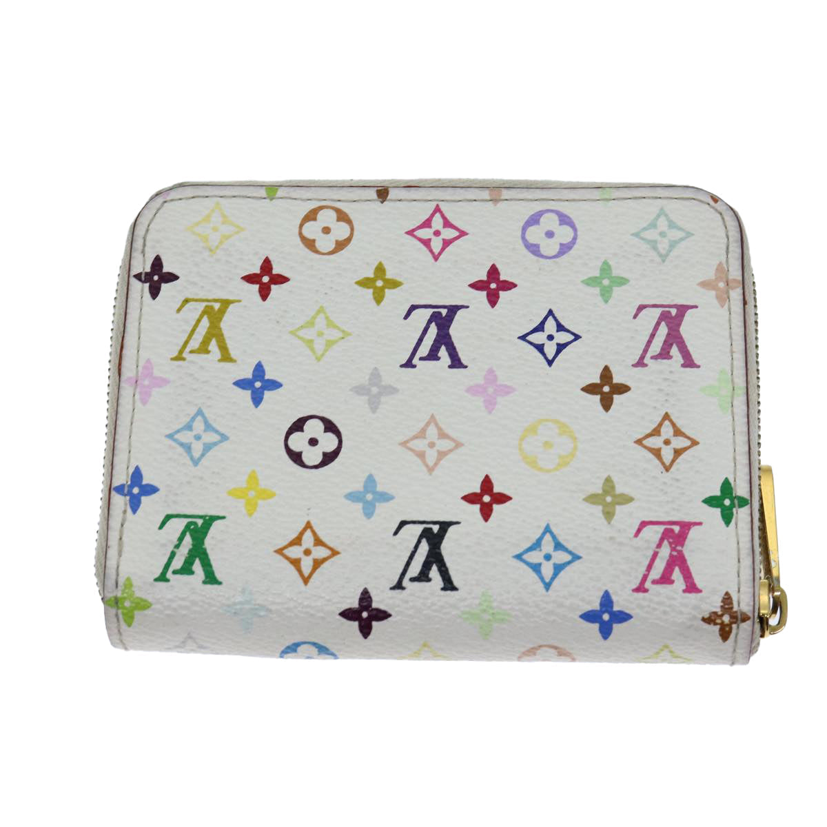 LOUIS VUITTON Monogram Multicolor Zippy Coin Purse White M93741 LV Auth 82052
