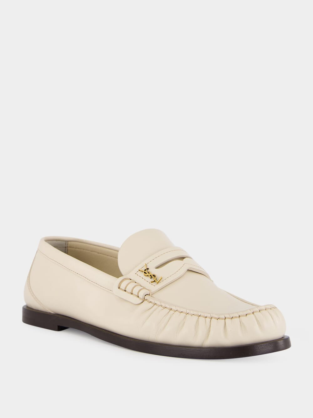 White Leather Loafers with Cassandre