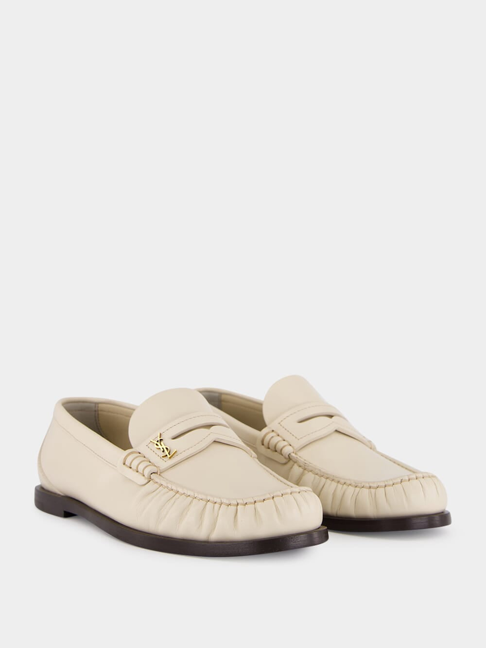 White Leather Loafers with Cassandre
