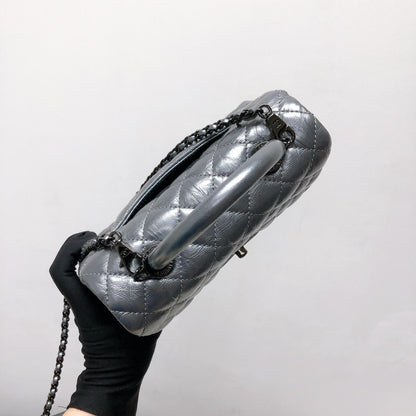Quilted Mini Coco Handle Flap Silver