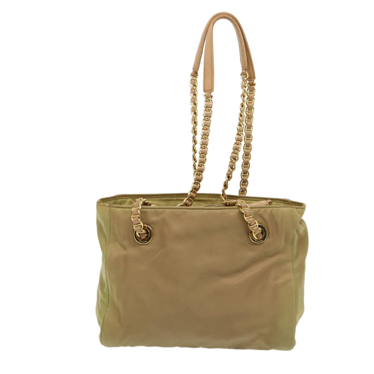 PRADA Chain Shoulder Bag Nylon Khaki Auth 82189