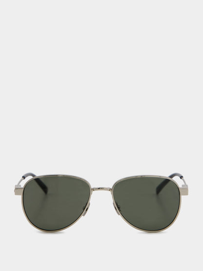Silver & Grey YSL 722 Metal Sunglasses