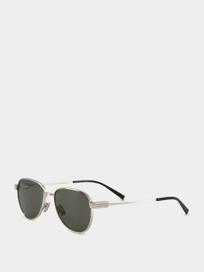 Silver & Grey YSL 722 Metal Sunglasses