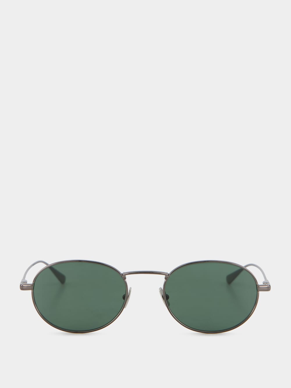 Semi Matte Black Round Metal Sunglasses