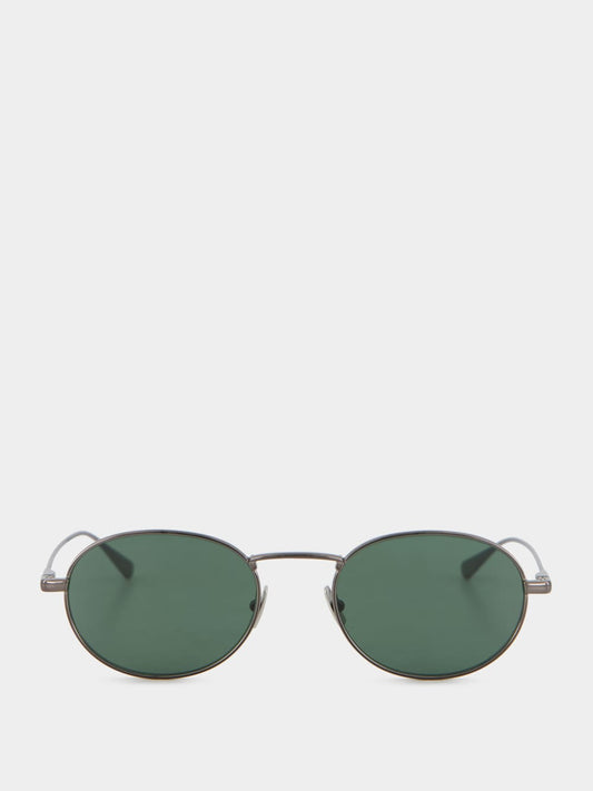 Semi Matte Black Round Metal Sunglasses
