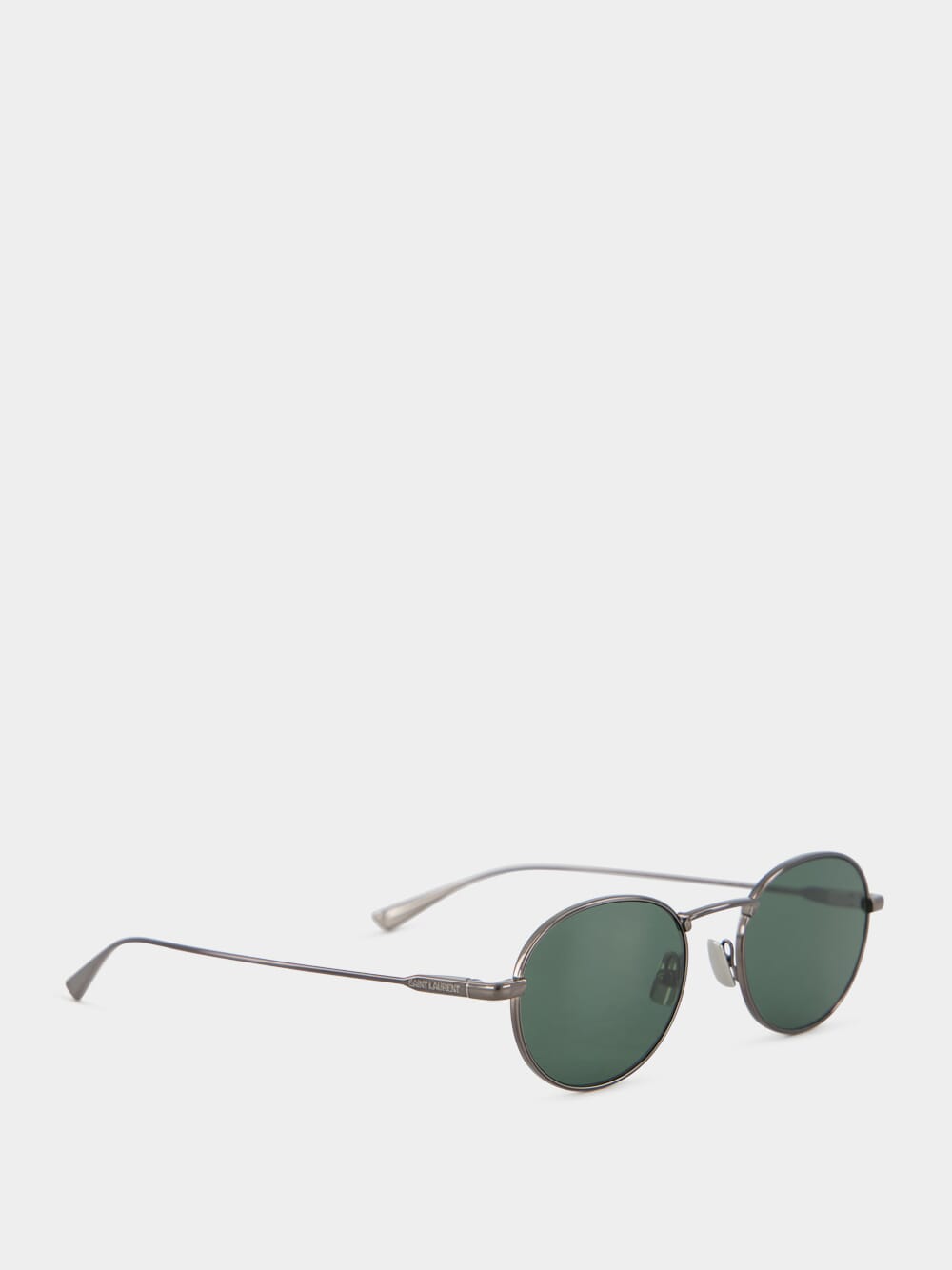 Semi Matte Black Round Metal Sunglasses