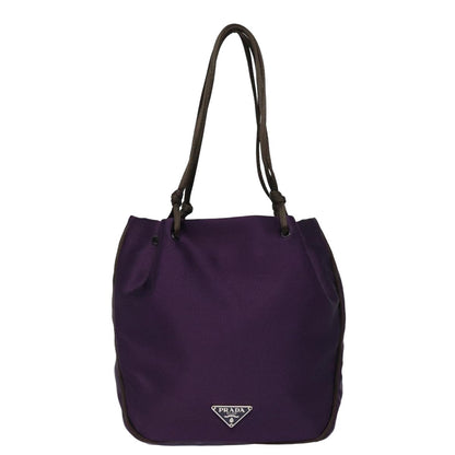 PRADA Hand Bag Satin Purple Auth 82240