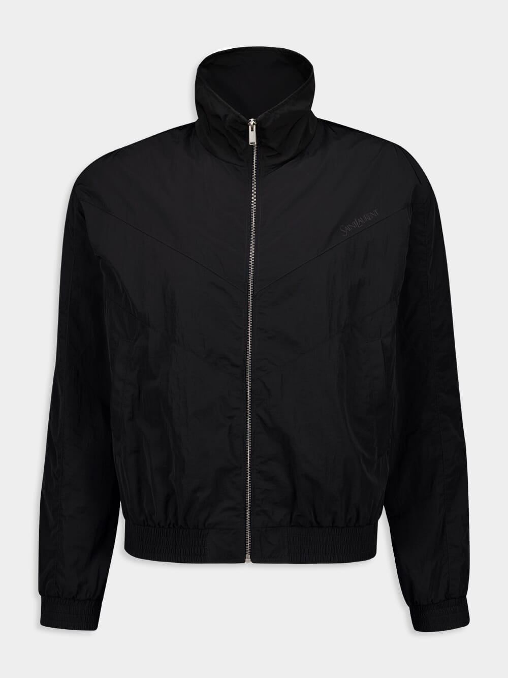 Black Blouson in Crinkled Nylon