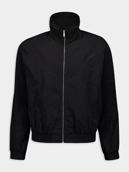 Black Blouson in Crinkled Nylon