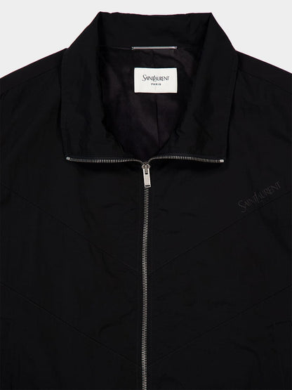 Black Blouson in Crinkled Nylon