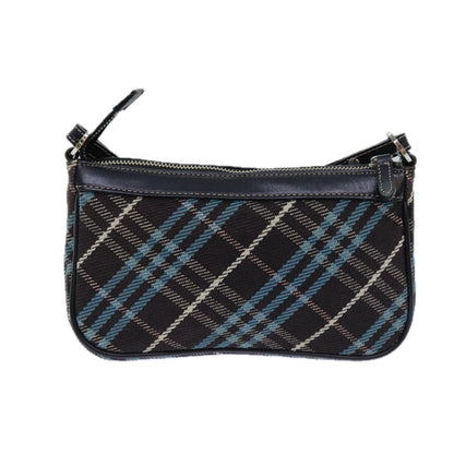 BURBERRY Nova Check Blue Label Shoulder Bag Canvas Brown Blue Auth 82267