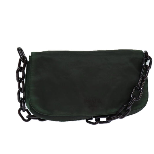 PRADA Chain Shoulder Bag Nylon Green Auth 82275