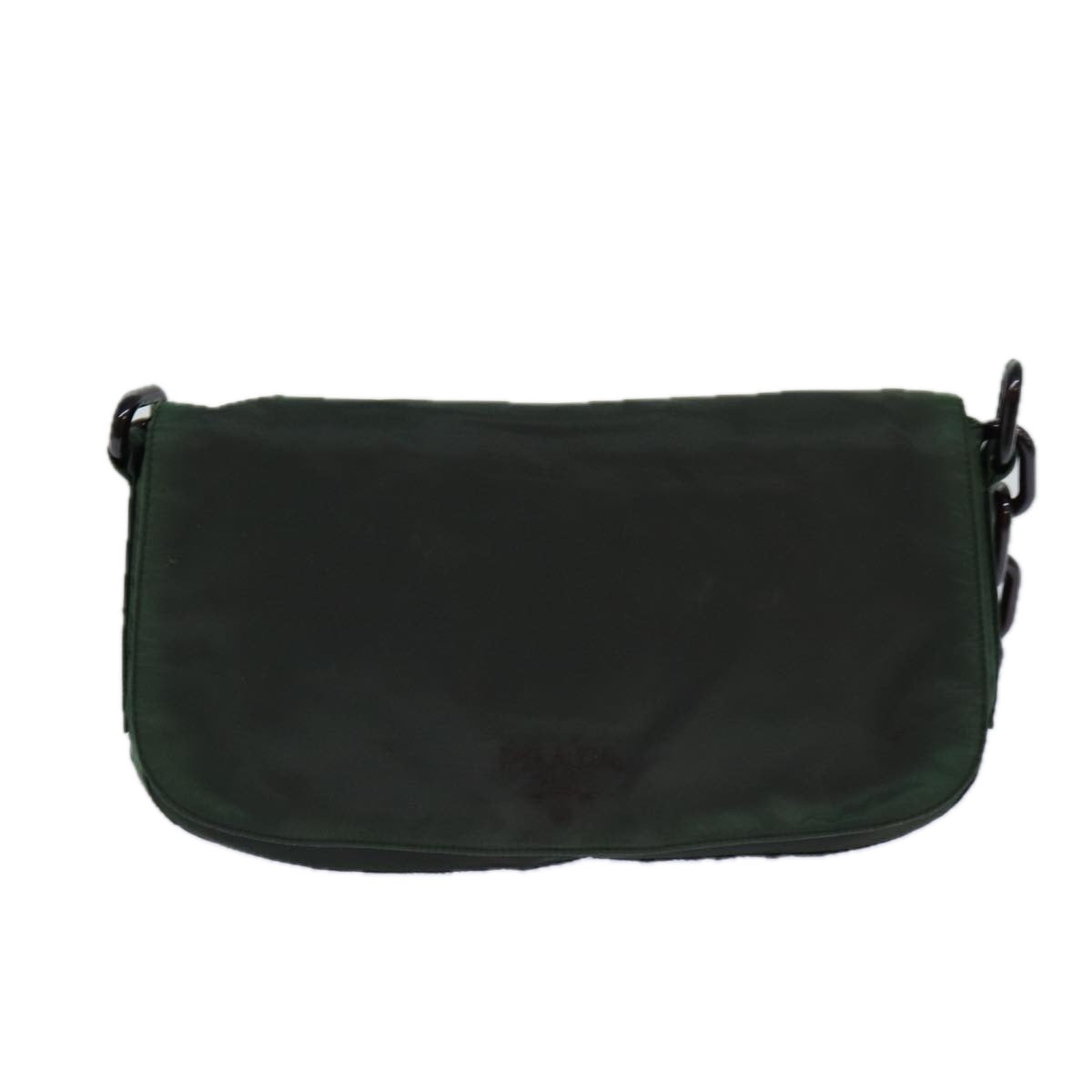 PRADA Chain Shoulder Bag Nylon Green Auth 82275