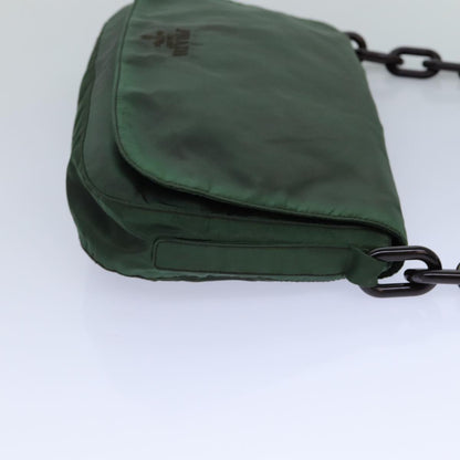 PRADA Chain Shoulder Bag Nylon Green Auth 82275