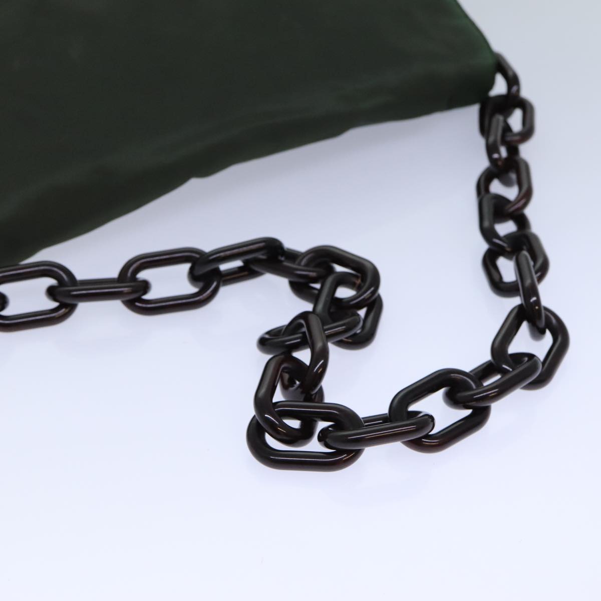 PRADA Chain Shoulder Bag Nylon Green Auth 82275