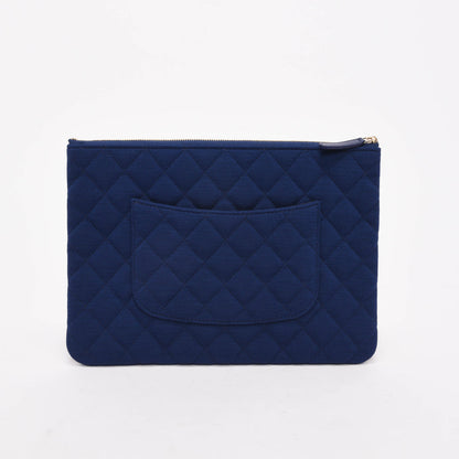 Chanel Cobalt Quilted Jersey Medium O-Case