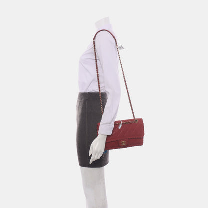 Chanel Classic Flap Medium Happy Stitch Red Aged Calfskin Leather Gold Hardware, 2015-2016