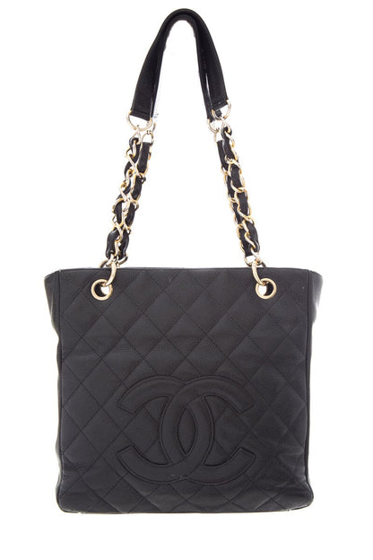 Chanel Vintage Black Caviar Petite Shopping Tote