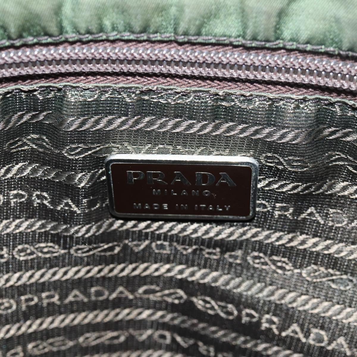 PRADA Shoulder Bag Nylon Leather Khaki Brown Auth 82562