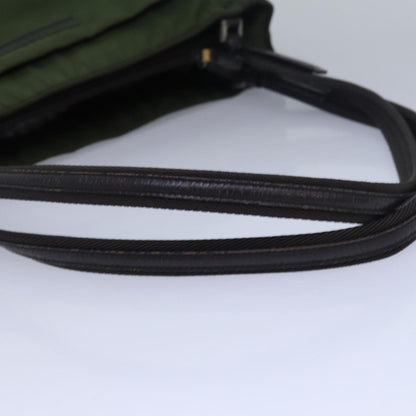 PRADA Shoulder Bag Nylon Leather Khaki Brown Auth 82562