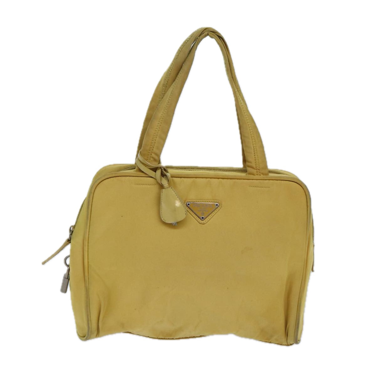 PRADA Hand Bag Nylon Yellow Auth 82566