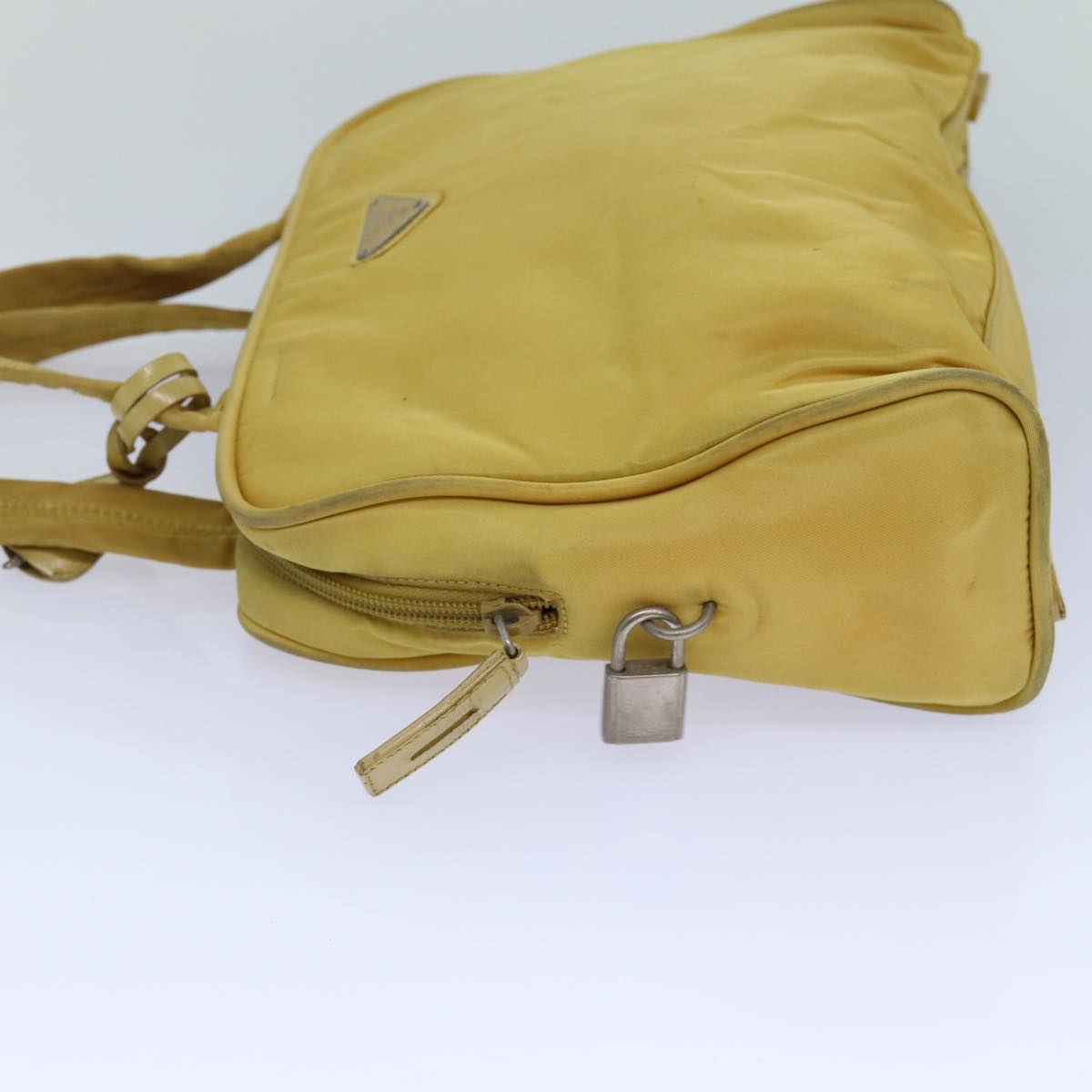 PRADA Hand Bag Nylon Yellow Auth 82566