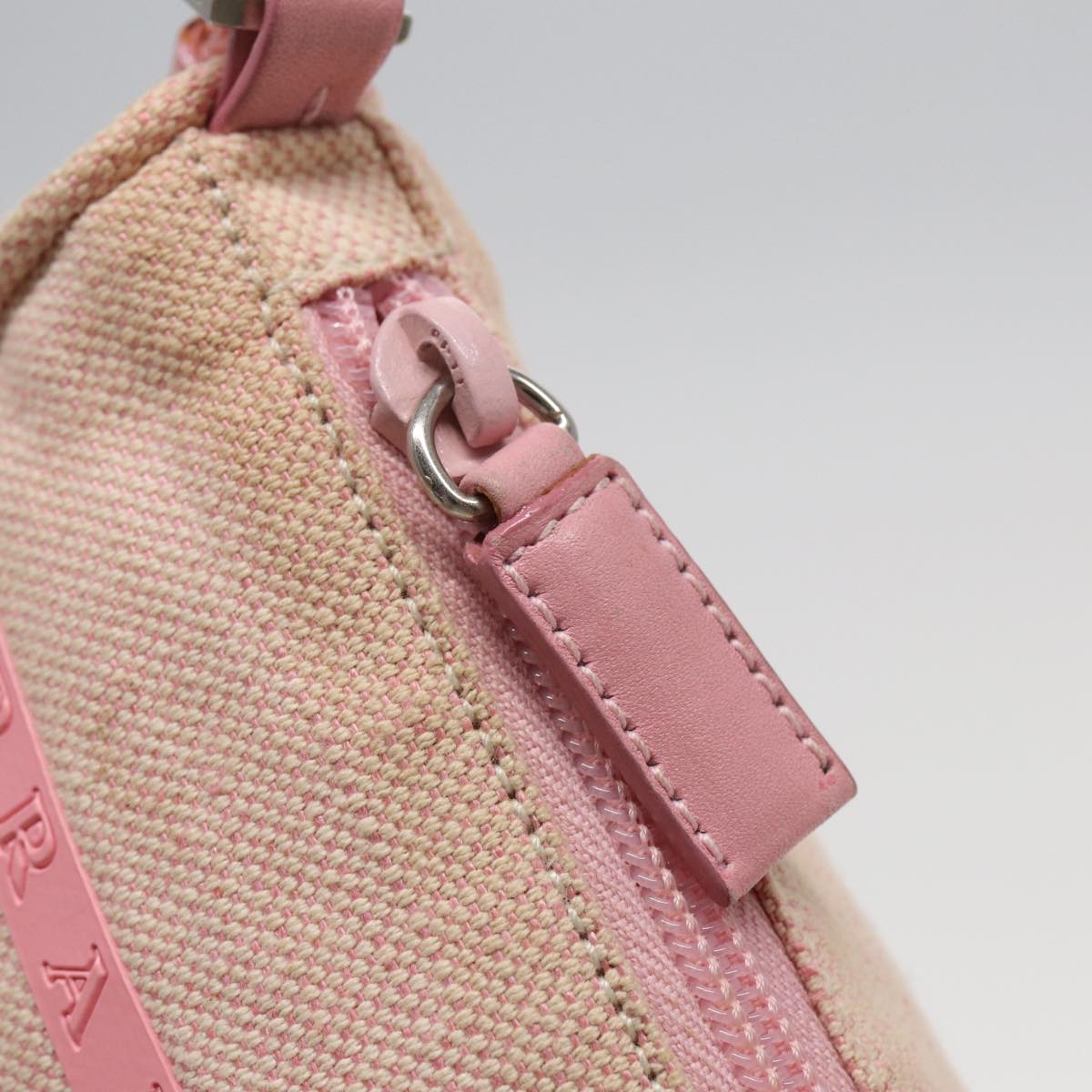 PRADA Sports Accessory Pouch Canvas Pink Auth 82573