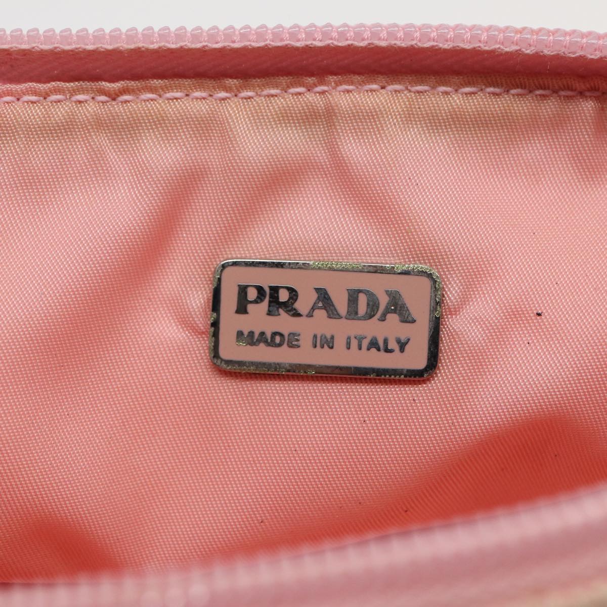 PRADA Sports Accessory Pouch Canvas Pink Auth 82573