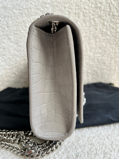 Yves Saint Laurent (YSL) Light Grey Croc Small Kate