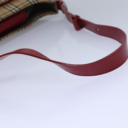 BURBERRYSs Nova Check Shoulder Bag Canvas Beige Red Auth 82690