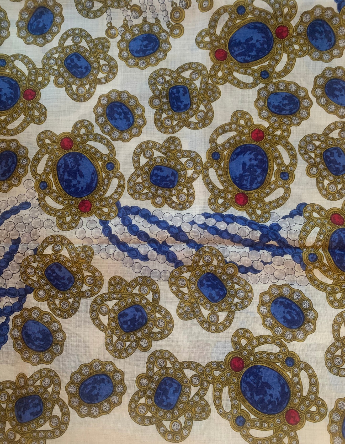 Chanel Cream Wool & Silk Jewel Print XL Scarf/Shawl
