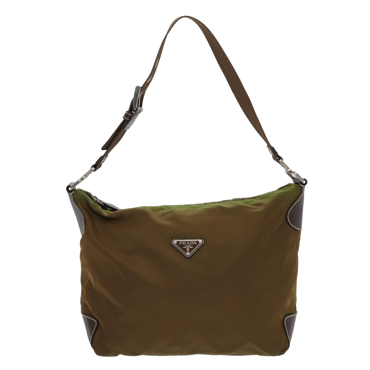 PRADA Shoulder Bag Nylon Khaki Auth 82887